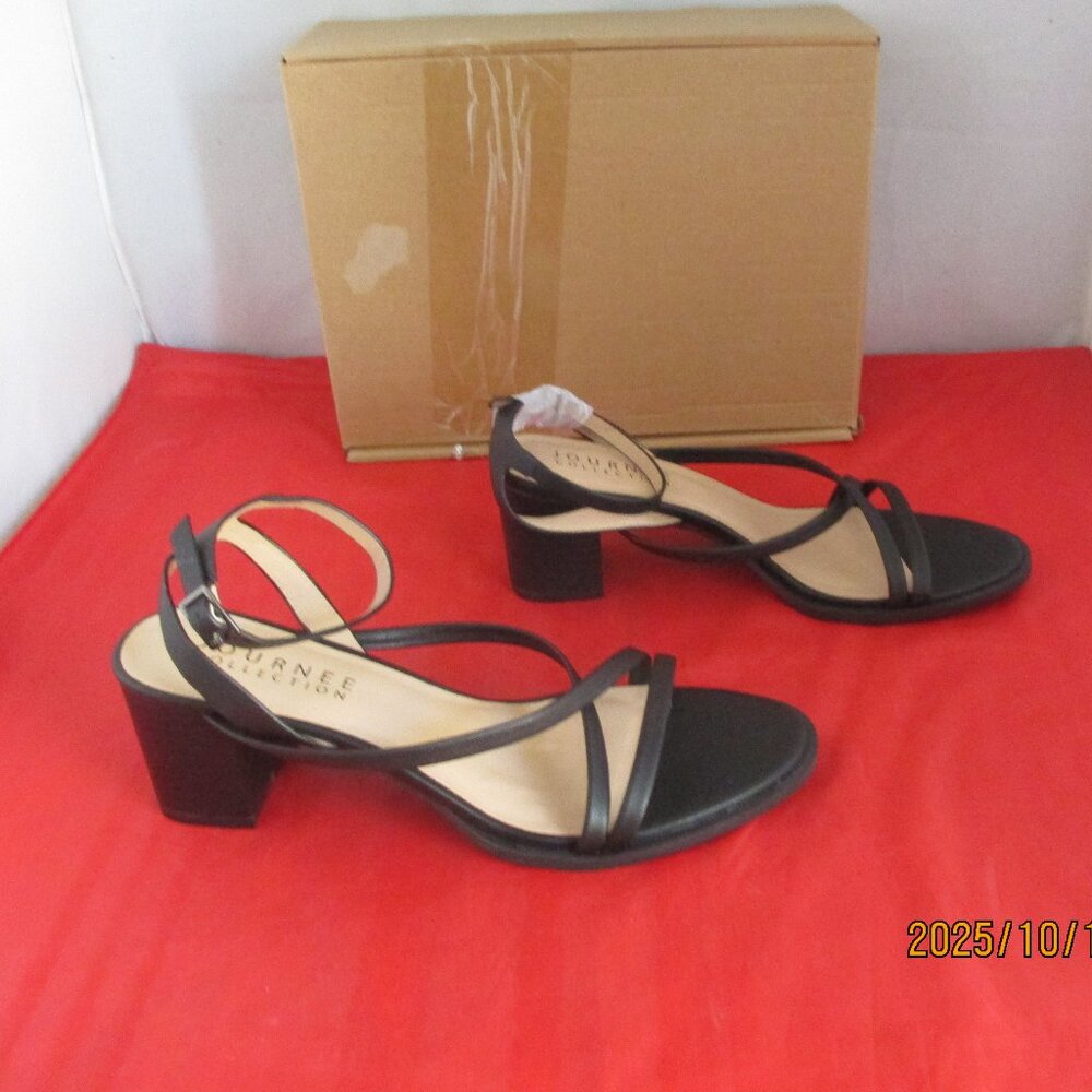 Journee Collection Anikah Block Heel Sandals $85 US - Size 8 1/2 - Black - 1390